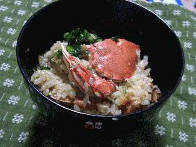 土鍋で蟹飯の写真