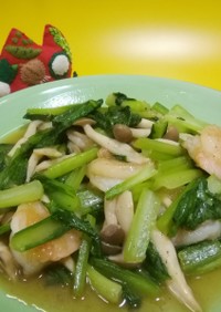 小松菜とエビの炒め物