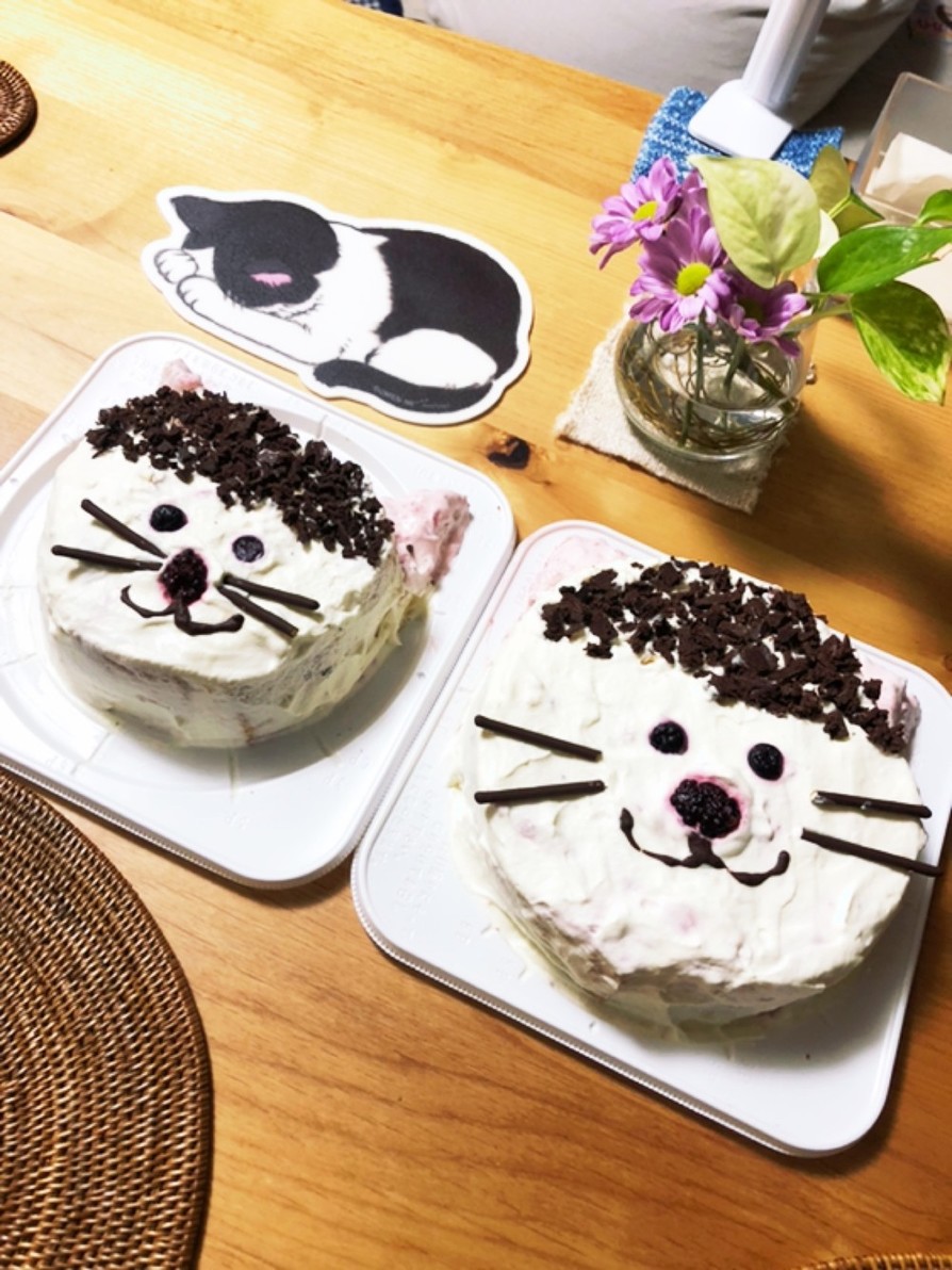栗原はるみさんのレシピで猫ケーキの画像