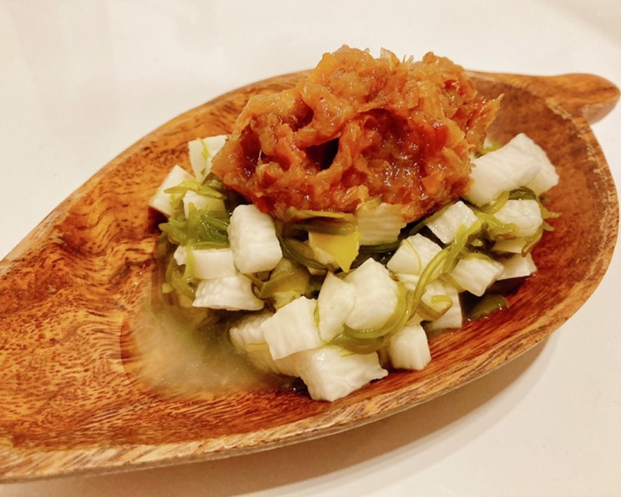 【簡単副菜】めかぶと山芋の梅ソースのせの画像