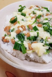 卵豆腐とネギの納豆ご飯