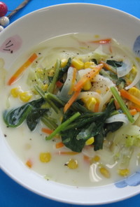 せんぎり野菜の豆乳スープ