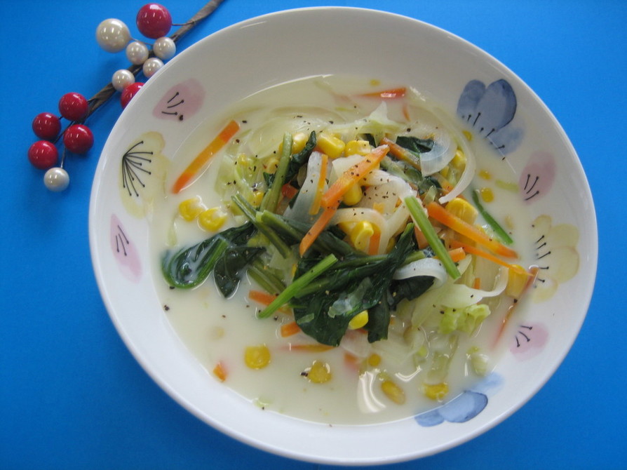せんぎり野菜の豆乳スープの画像