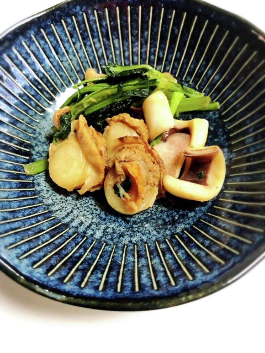 小松菜とシーフード炒めの画像
