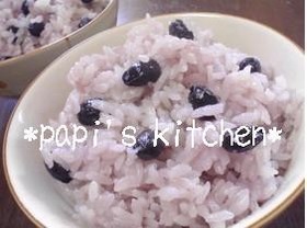 母一押し(≧y≦*)黒豆の炊き込みご飯♪