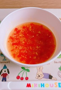 【離乳食中期】鶏とパプリカのトマトスープ