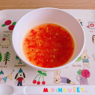【離乳食中期】鶏とパプリカのトマトスープの写真