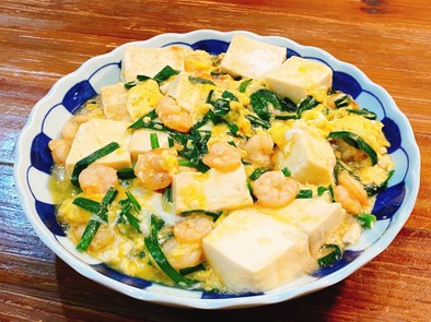 ニラ卵エビ豆腐の写真