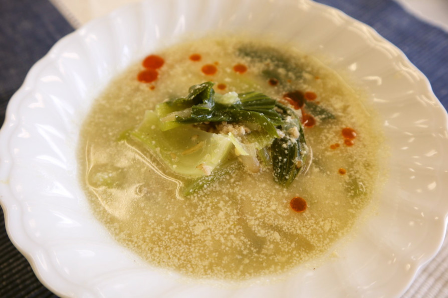 チンゲン菜の豆乳ごまスープの画像