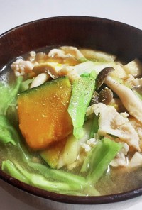 かぼちゃきのこの豚汁☆冷凍野菜活用レシピ