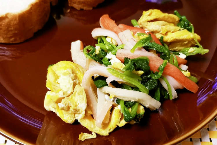 カニカマと卵とほうれん草の三色炒め レシピ 作り方 By ポテチ犬 クックパッド 簡単おいしいみんなのレシピが366万品