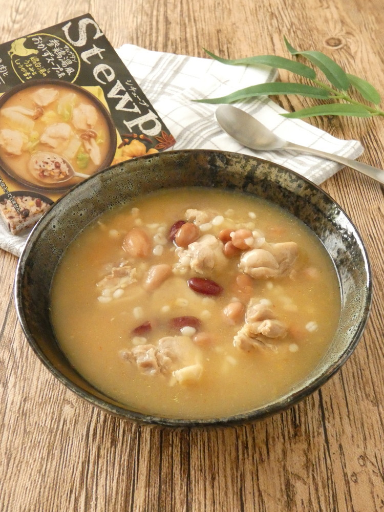 鶏肉ともち麦の参鶏湯風スープの画像