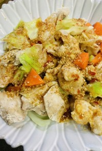 鶏胸肉と温野菜のごま生姜タレ