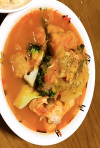 鶏団子と野菜のトマト煮風スープ