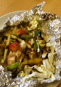 鶏胸肉たっぷり野菜のホイル焼き-オーブン