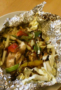 鶏胸肉たっぷり野菜のホイル焼き-オーブン