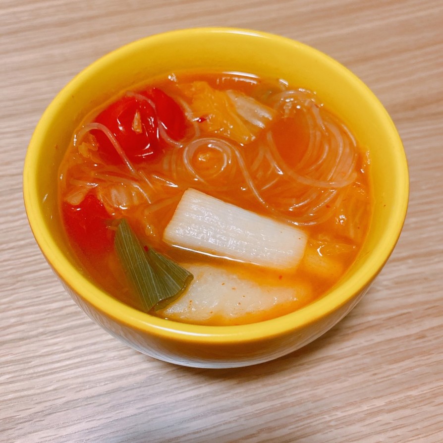 キムチ大量消費　トマトスープの画像