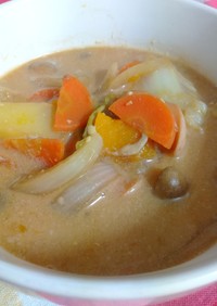 たっぷり野菜の豆乳味噌スープ