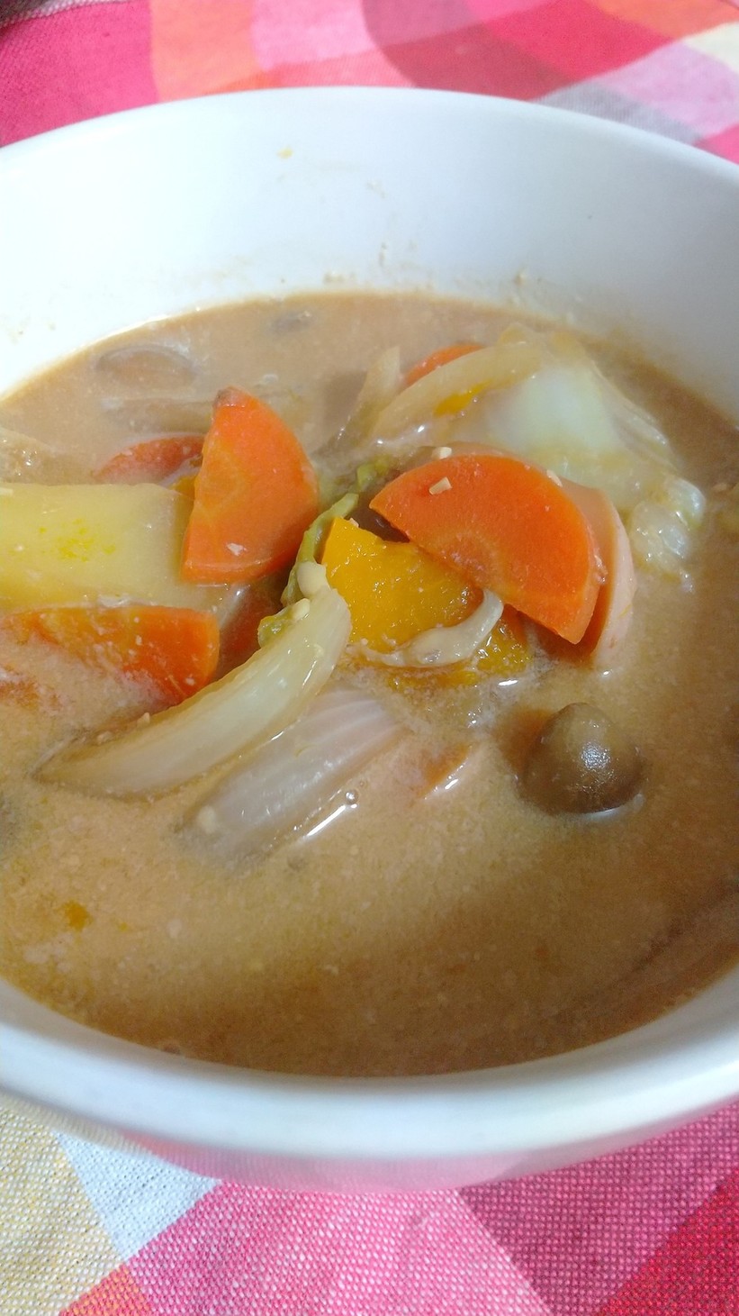 たっぷり野菜の豆乳味噌スープの画像