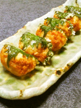 【お弁当にも】れんこんと海老の大葉揚げ