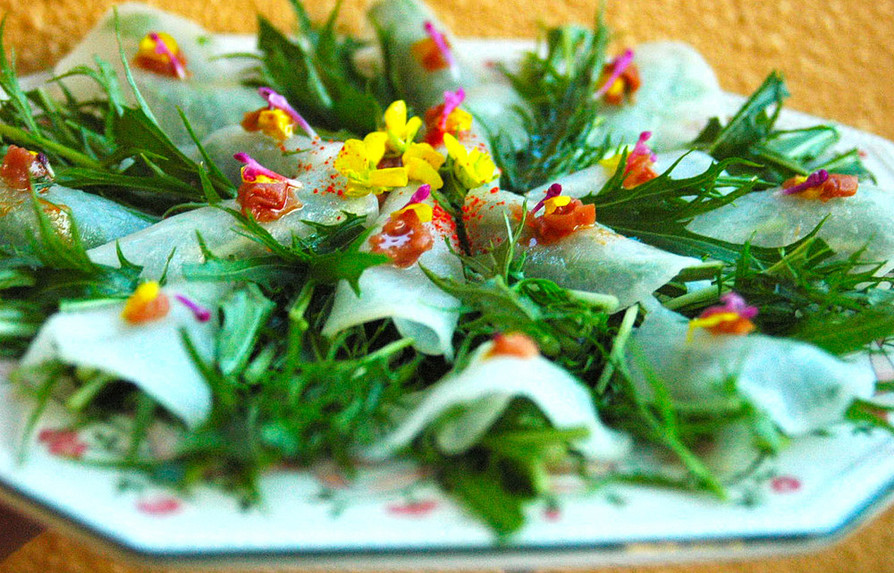 大根と水菜の春色カルパッチョ風サラダの画像