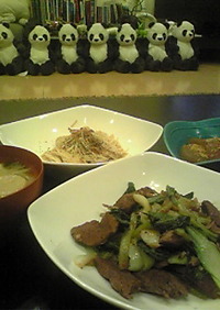 角煮と青梗菜の炒め物