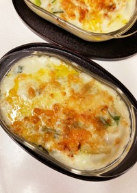 小松菜と鶏胸肉のグラタン( ˶'-'˶)