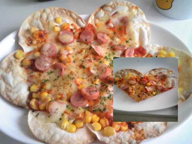 おつまみに☆餃子の皮heartピザの画像