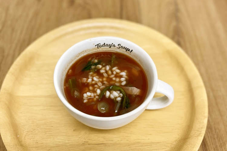 カップスープ もち麦のトマトスープ レシピ 作り方 By うるま市健康支援課 クックパッド 簡単おいしいみんなのレシピが363万品