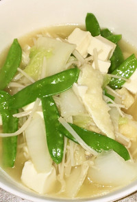 豆腐と白菜と絹さやの海鮮味覇スープ
