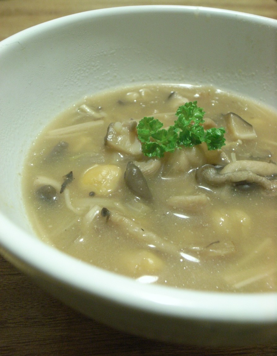 ひよこ豆ときのこのポタージュスープの画像
