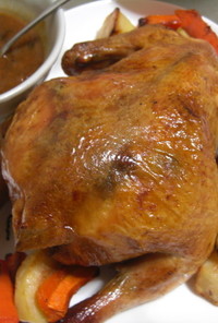 オーブンで簡単　鶏の丸焼きローストチキン