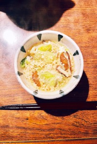 椎茸とキャベツのかき卵和風醤油スープ