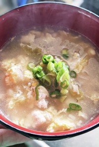 くずし豆腐と白菜の具沢山ぽかぽか卵スープ