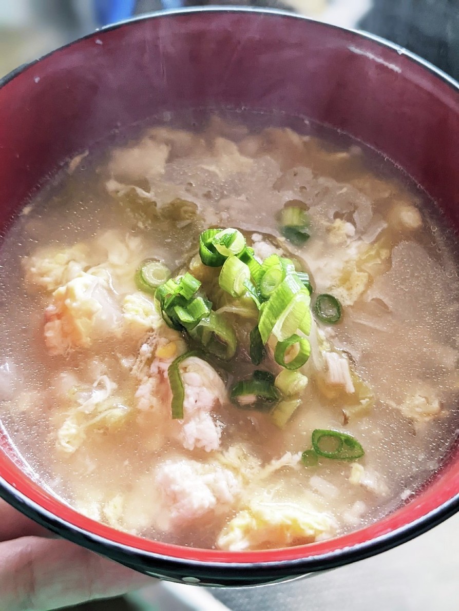 くずし豆腐と白菜の具沢山ぽかぽか卵スープの画像