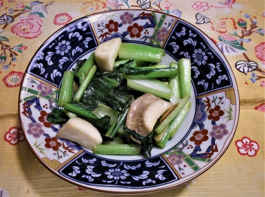 小松菜とエリンギのにんにく炒めの画像