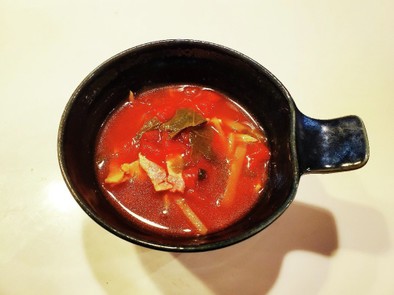 残ったセロリの葉で☆トマトスープの写真