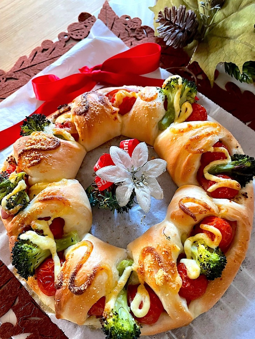 クリスマスリース♡パンの画像