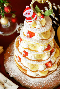 簡単♡バナナのクリスマスツリーパンケーキ