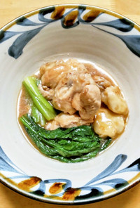 鳥手羽元と里芋と小松菜の中華煮