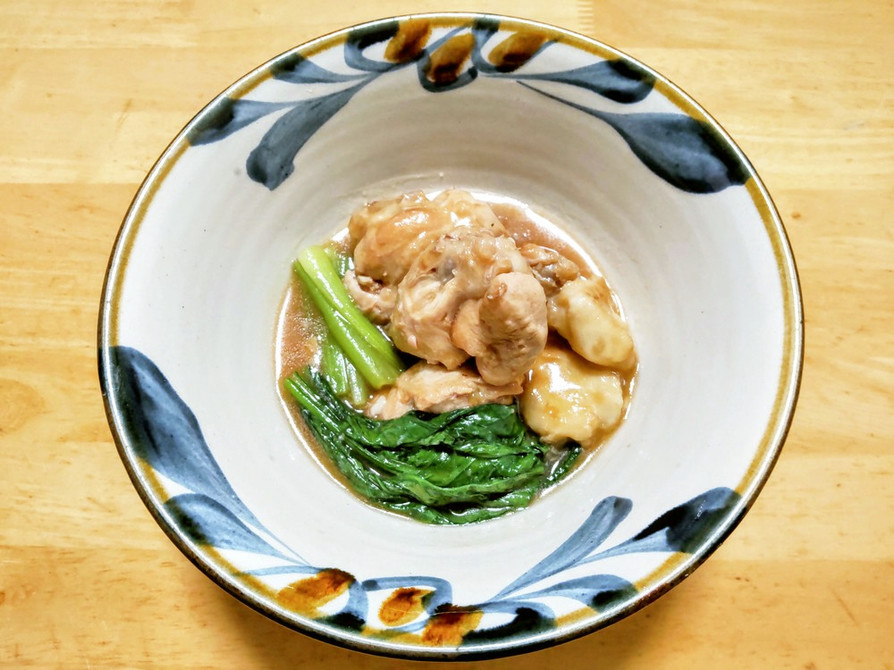 鳥手羽元と里芋と小松菜の中華煮の画像