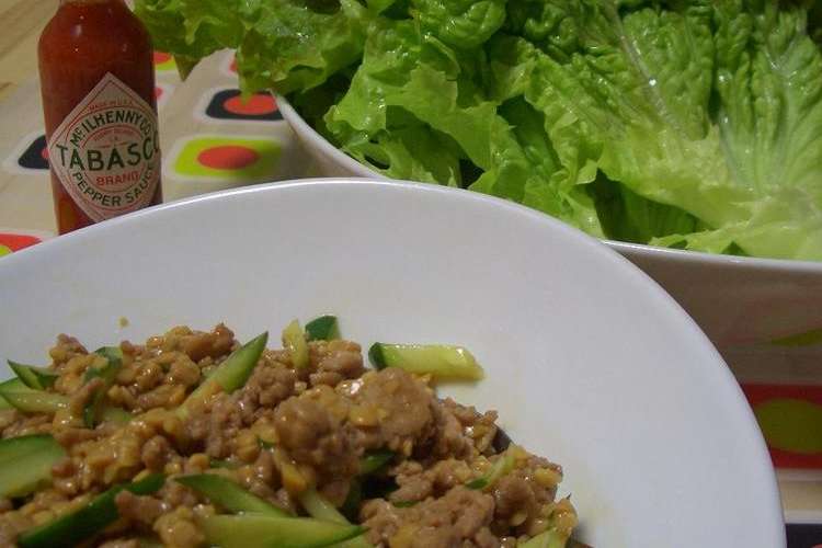 納豆とひき肉のレタス包みサラダ レシピ 作り方 By サバサ クックパッド