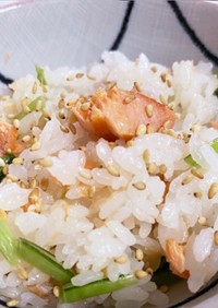 鮭と京菜の漬け物で簡単混ぜご飯