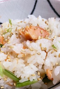 鮭と京菜の漬け物で簡単混ぜご飯