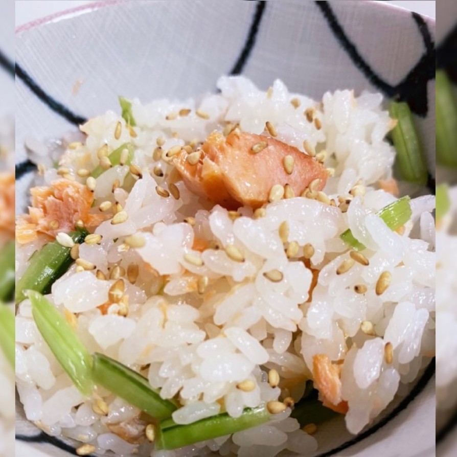 鮭と京菜の漬け物で簡単混ぜご飯の画像