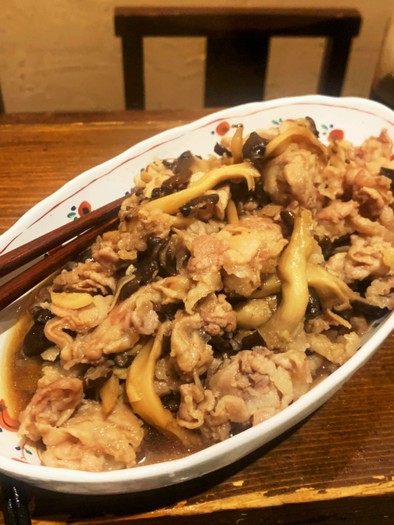 激うま☆店レシピ☆平茸と豚こま肉の炒め物の写真