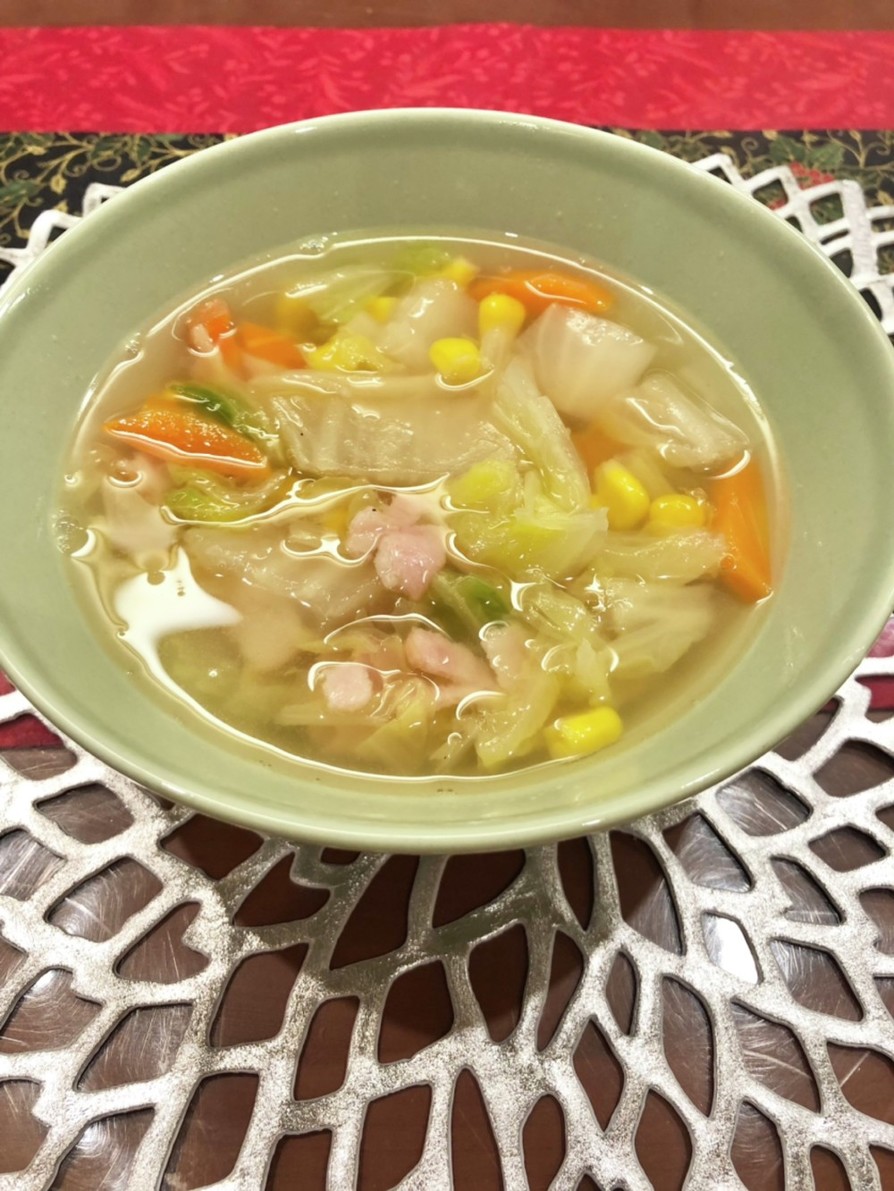 白菜とコーンのスープの画像