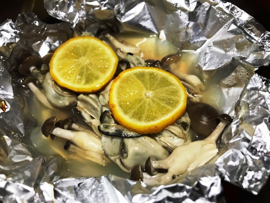 トースター放置牡蠣のホイル焼き柚風風味の画像