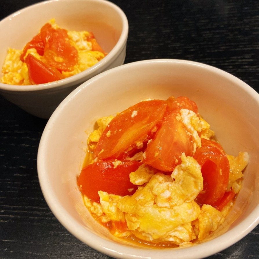 在庫食材でパパッと副菜！トマトと卵炒め☆の画像