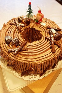 シフォンケーキでノエル風クリスマスケーキ